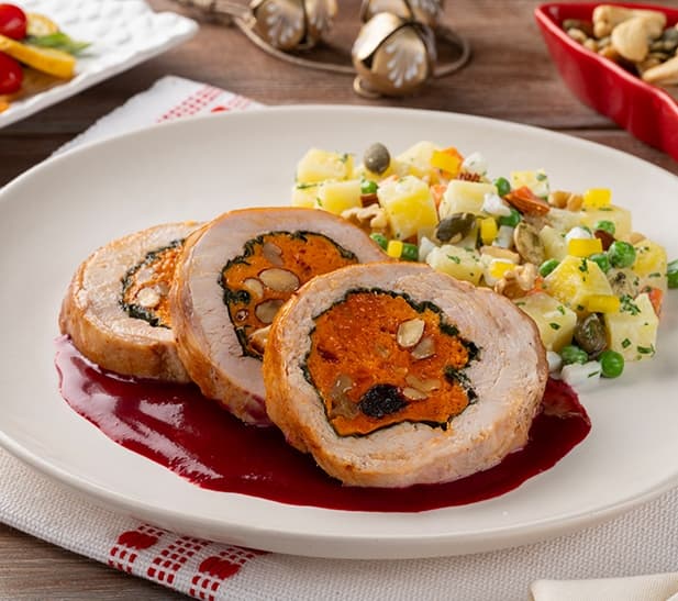 Medallones de pechuga de pavo con chistorra