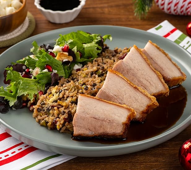 Pork belly con moro navideño